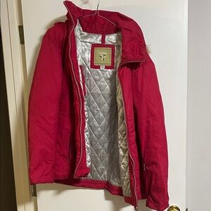 Red Quilted Jacket with Silver Lining